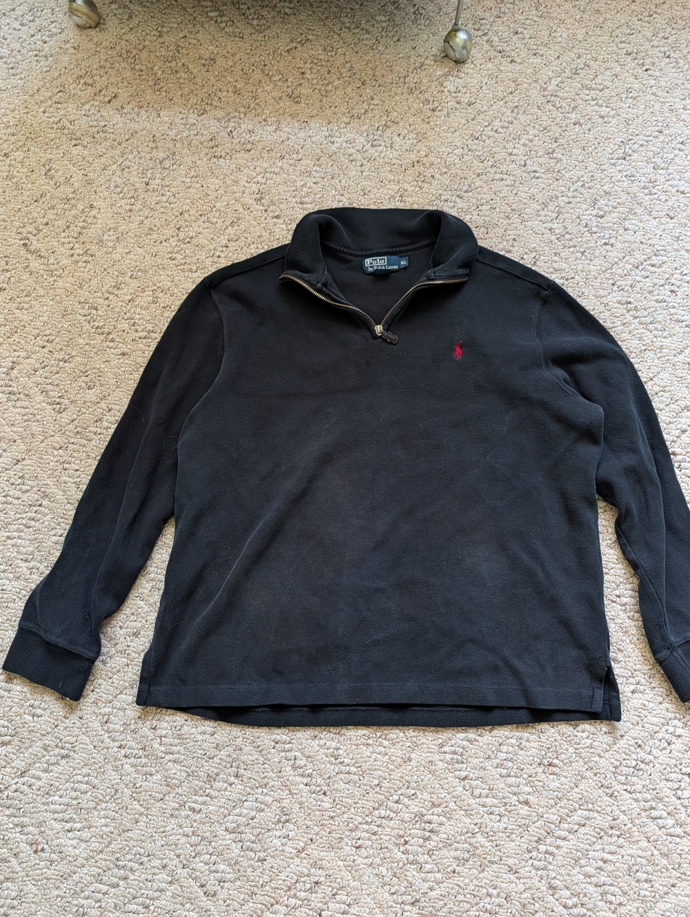 Vintage Polo Ralph Lauren Black Quarter Zip Cotton Sweatshirt